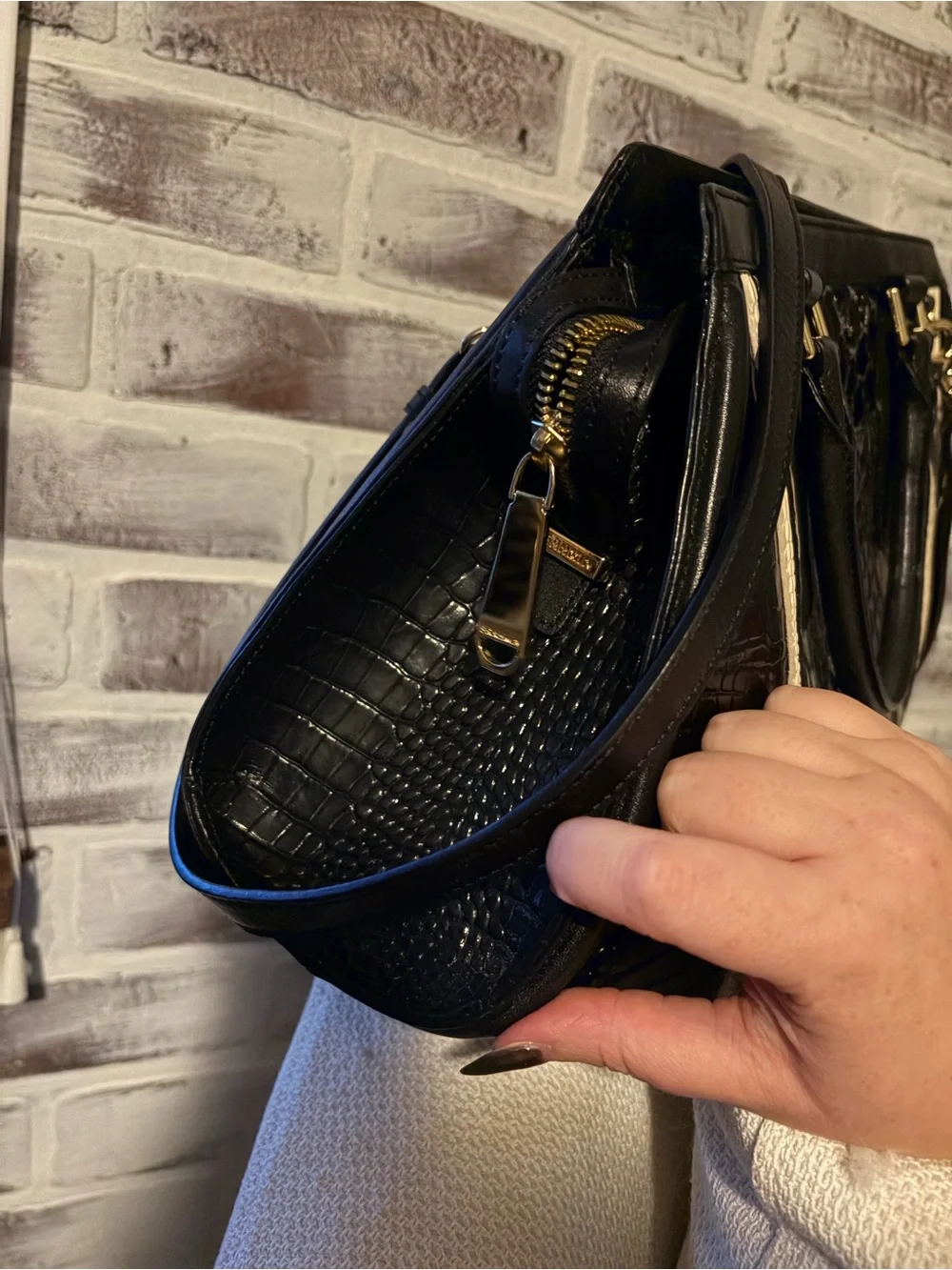 Brahmin Arden Satchel and matching wallet Black and Ivory Carlisle
